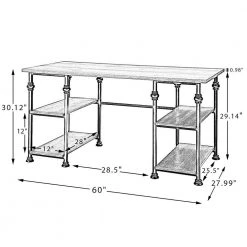 Fermin 60 in. W Smoke Writing Desk with Black Base by JAYDEN CREATION -JAYDEN CREATION Sales smoke jayden creation writing desks dkjnf0061 smoke 76 1000