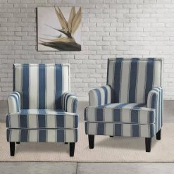 Filton Black Leg Stripe Comfy Arm Chair (Set of 2) by JAYDEN CREATION -JAYDEN CREATION Sales stripe jayden creation accent chairs chhy0034 stripe s2 31 1000