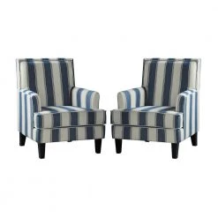 Filton Black Leg Stripe Comfy Arm Chair (Set of 2) by JAYDEN CREATION
