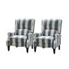 Bogazk Stripe Navy Manual Recliner with Rubber Wood Legs (Set of 2) by JAYDEN CREATION