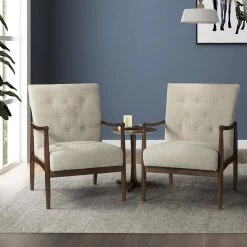 Leon Tan ArmChair with Button Tufted (Set of 2) by JAYDEN CREATION 19 Leon Tan ArmChair with Button Tufted (Set of 2) by JAYDEN CREATION -JAYDEN CREATION Sales tan jayden creation accent chairs chaf0332 tan s2 31 1000
