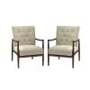 Leon Tan ArmChair with Button Tufted (Set of 2) by JAYDEN CREATION