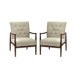Leon Tan ArmChair with Button Tufted (Set of 2) by JAYDEN CREATION
