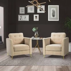 Selma Tan Club Chair with Arms (Set of 2) by JAYDEN CREATION -JAYDEN CREATION Sales tan jayden creation accent chairs chyjh0216 tan s2 31 1000