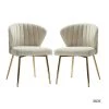 Milia Golden Legs Tan Tufted Dining Side Chair (Set of 2) by JAYDEN CREATION