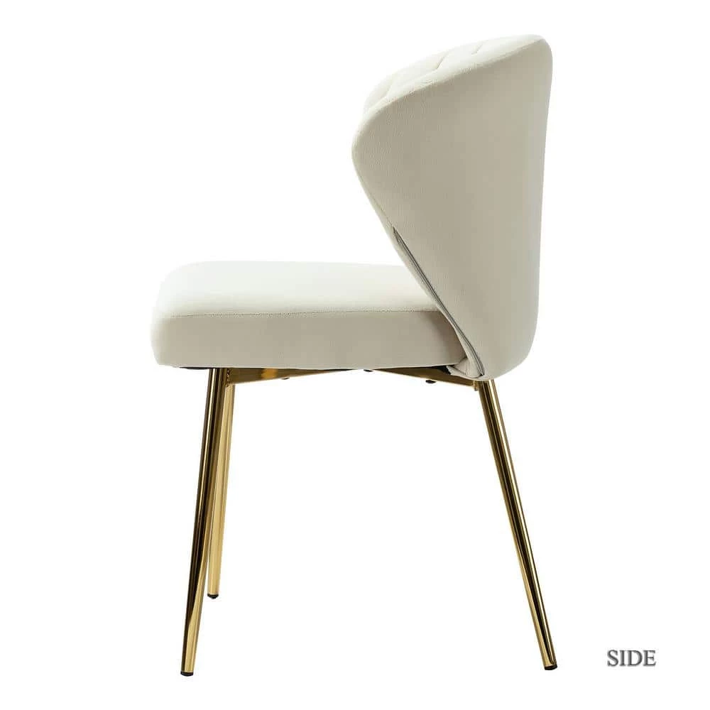 Milia Golden Legs Tan Tufted Dining Side Chair (Set of 2) by JAYDEN CREATION 2 Milia Golden Legs Tan Tufted Dining Side Chair (Set of 2) by JAYDEN CREATION - Image 2