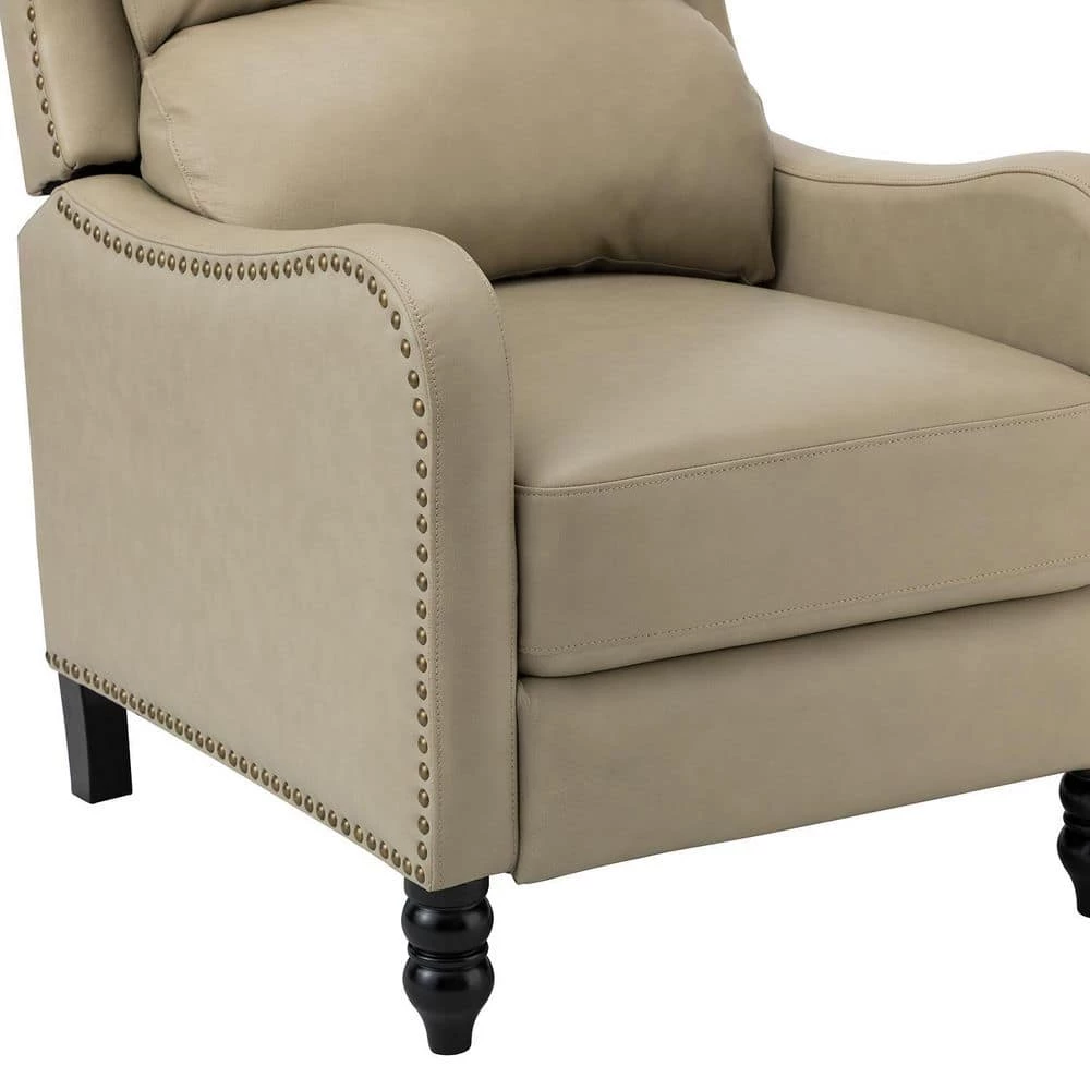 Charles Tan Genuine Leather Recliner with Solid Wood Legs by JAYDEN CREATION 6 Charles Tan Genuine Leather Recliner with Solid Wood Legs by JAYDEN CREATION - Image 6
