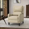 Charles Tan Genuine Leather Recliner with Solid Wood Legs by JAYDEN CREATION