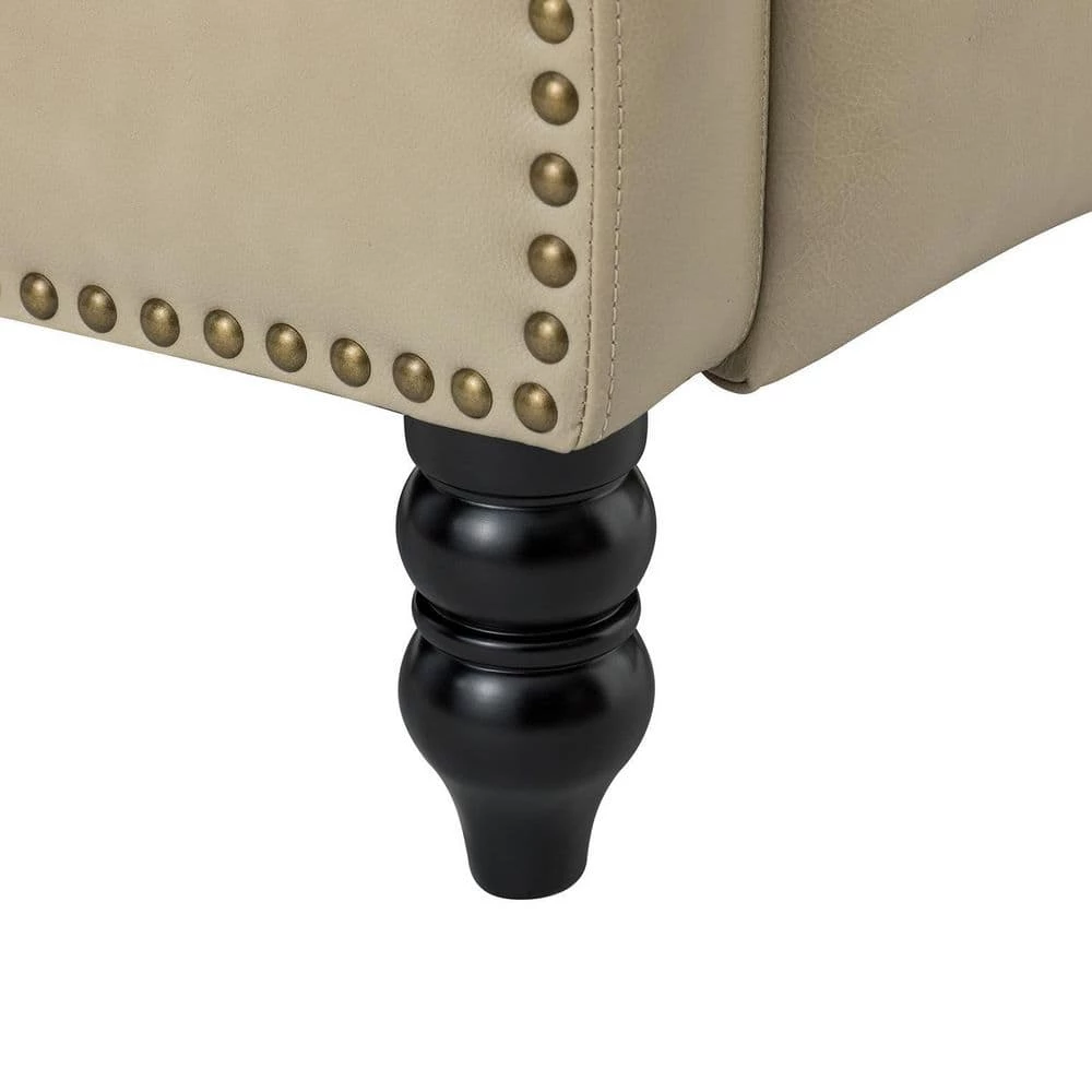 Charles Tan Genuine Leather Recliner with Solid Wood Legs by JAYDEN CREATION 8 Charles Tan Genuine Leather Recliner with Solid Wood Legs by JAYDEN CREATION - Image 8