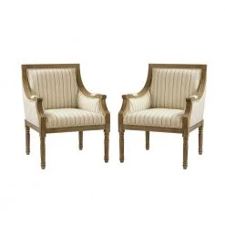 Agenor Taupe Armchair with Turned Leg (Set of 2) by JAYDEN CREATION