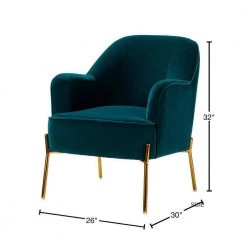 Nora Teal Gold Metal Leg Velvet Accent Chair by JAYDEN CREATION -JAYDEN CREATION Sales teal jayden creation accent chairs chm6154a teal 40 1000