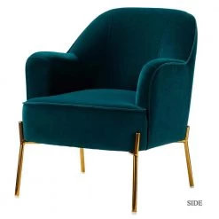 Nora Teal Gold Metal Leg Velvet Accent Chair by JAYDEN CREATION