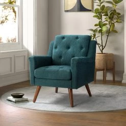 Oechalia Teal Armchair with Button-tufted by JAYDEN CREATION -JAYDEN CREATION Sales teal jayden creation accent chairs chwh0526 teal 31 1000