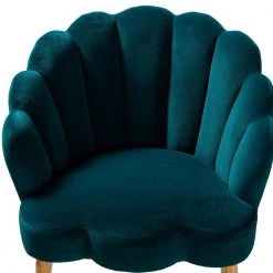 Flora Teal Scalloped Velvet Arm Chair by JAYDEN CREATION -JAYDEN CREATION Sales teal jayden creation accent chairs hm19042 teal 1f 1000