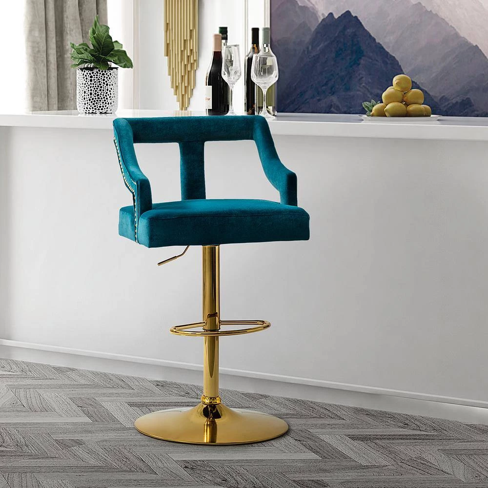 Napoli Swivel 39.5 in. Teal Adjustable Height Low Back Metal Bar Stool by JAYDEN CREATION 10 Napoli Swivel 39.5 in. Teal Adjustable Height Low Back Metal Bar Stool by JAYDEN CREATION - Image 10