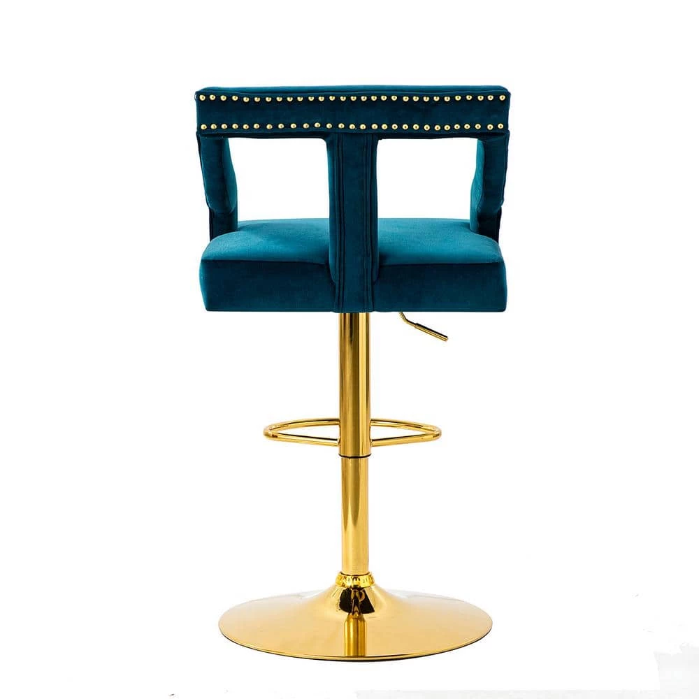 Napoli Swivel 39.5 in. Teal Adjustable Height Low Back Metal Bar Stool by JAYDEN CREATION 3 Napoli Swivel 39.5 in. Teal Adjustable Height Low Back Metal Bar Stool by JAYDEN CREATION - Image 3