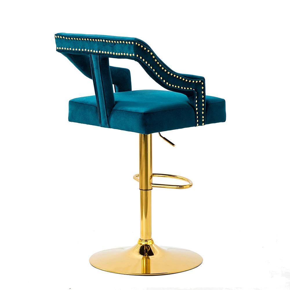 Napoli Swivel 39.5 in. Teal Adjustable Height Low Back Metal Bar Stool by JAYDEN CREATION 4 Napoli Swivel 39.5 in. Teal Adjustable Height Low Back Metal Bar Stool by JAYDEN CREATION - Image 4