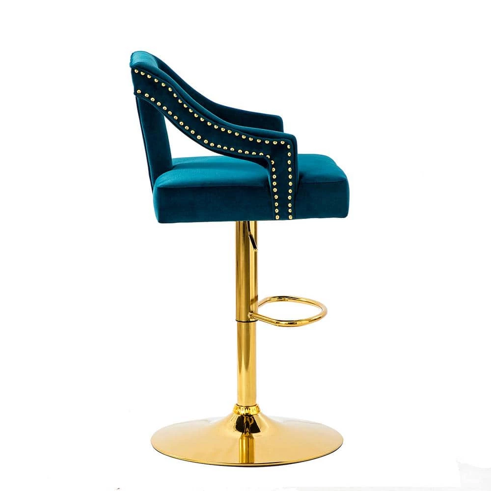 Napoli Swivel 39.5 in. Teal Adjustable Height Low Back Metal Bar Stool by JAYDEN CREATION 2 Napoli Swivel 39.5 in. Teal Adjustable Height Low Back Metal Bar Stool by JAYDEN CREATION - Image 2