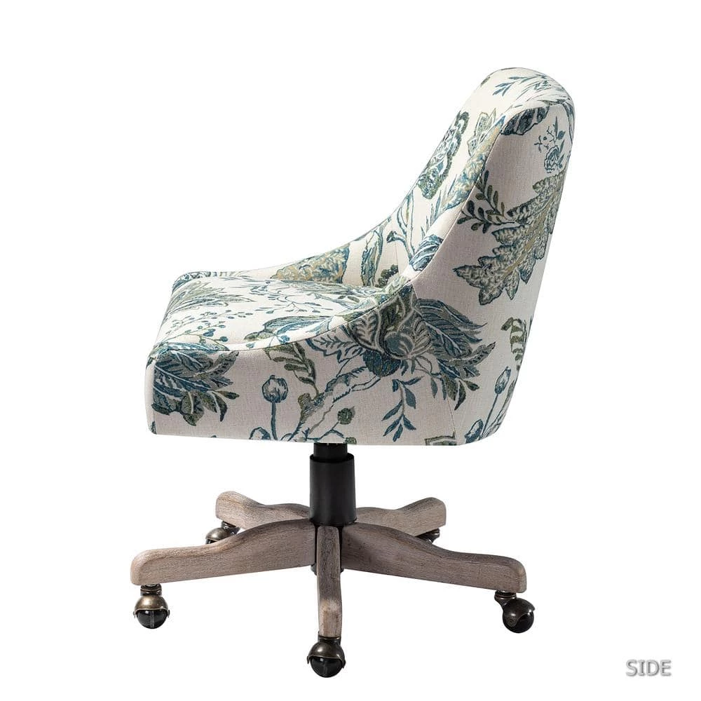 Dalia Teal Fabric Swivel Task Chair by JAYDEN CREATION 2 Dalia Teal Fabric Swivel Task Chair by JAYDEN CREATION - Image 2