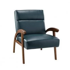 Eileithyia Turquoise ArmChair with Solid Wood Legs by JAYDEN CREATION