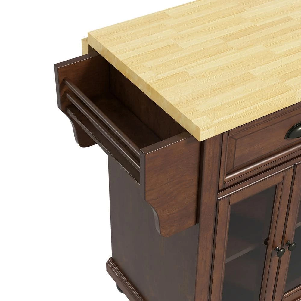 Lycurgus 51.2'' Wide Rolling Walnut Kitchen Island with Solid Wood Top by JAYDEN CREATION 7 Lycurgus 51.2'' Wide Rolling Walnut Kitchen Island with Solid Wood Top by JAYDEN CREATION - Image 7