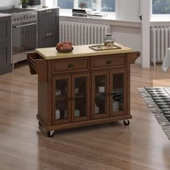 Lycurgus 51.2'' Wide Rolling Walnut Kitchen Island with Solid Wood Top by JAYDEN CREATION 21 Lycurgus 51.2'' Wide Rolling Walnut Kitchen Island with Solid Wood Top by JAYDEN CREATION -JAYDEN CREATION Sales walnut jayden creation accent cabinets kiyj0523 walnut 31 1000