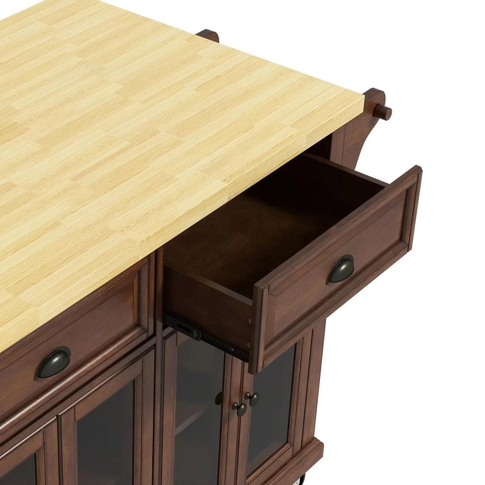 Lycurgus 51.2'' Wide Rolling Walnut Kitchen Island with Solid Wood Top by JAYDEN CREATION 8 Lycurgus 51.2'' Wide Rolling Walnut Kitchen Island with Solid Wood Top by JAYDEN CREATION - Image 8