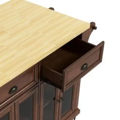 Lycurgus 51.2'' Wide Rolling Walnut Kitchen Island with Solid Wood Top by JAYDEN CREATION 14 Lycurgus 51.2'' Wide Rolling Walnut Kitchen Island with Solid Wood Top by JAYDEN CREATION -JAYDEN CREATION Sales walnut jayden creation accent cabinets kiyj0523 walnut 77 1000