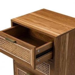 Mia 4-Drawer 16.2 in. W x 13.5 in. D x 33 in. H Walnut Accent Chest with Rattan Design by JAYDEN CREATION -JAYDEN CREATION Sales walnut jayden creation chest of drawers hscls0394 walnut 1f 1000