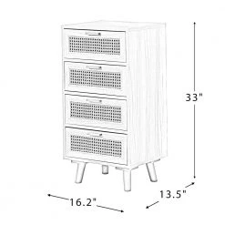 Mia 4-Drawer 16.2 in. W x 13.5 in. D x 33 in. H Walnut Accent Chest with Rattan Design by JAYDEN CREATION -JAYDEN CREATION Sales walnut jayden creation chest of drawers hscls0394 walnut 76 1000