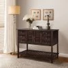 Salomone 45 in. Walnut Rectangle Wood Console Table with Shelves by JAYDEN CREATION