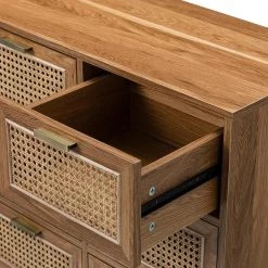 Yvonne 6-Drawer 28 in. W x 13.5 in. D x 30 in. H Walnut Double Dresser with Rattan Design by JAYDEN CREATION -JAYDEN CREATION Sales walnut jayden creation dressers hscls0395 walnut 44 1000