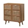 Yvonne 6-Drawer 28 in. W x 13.5 in. D x 30 in. H Walnut Double Dresser with Rattan Design by JAYDEN CREATION