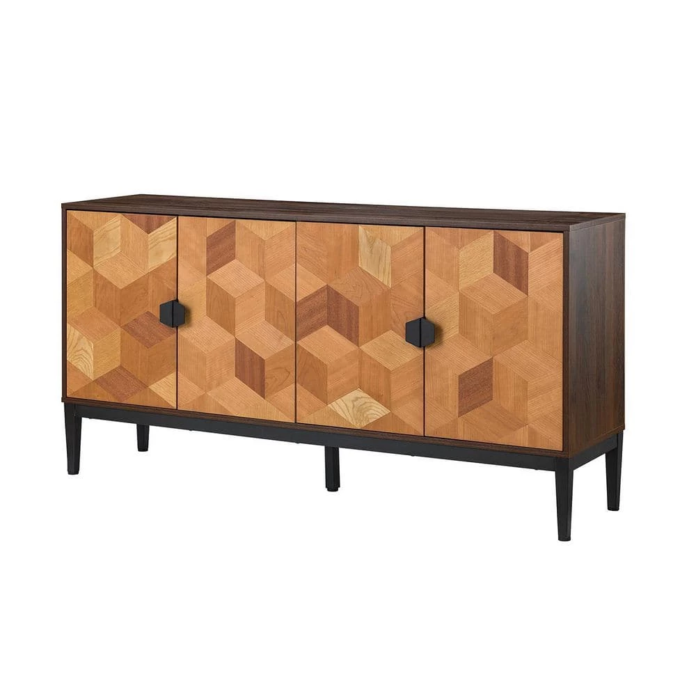 Pulang Walnut 63 in.Wide 4 Door Sideboard with Metal Legs by JAYDEN CREATION 4 Pulang Walnut 63 in.Wide 4 Door Sideboard with Metal Legs by JAYDEN CREATION - Image 4