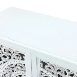 Herculaneum White 32 in. Tall 2-Door Accent Cabinet with Floral Design by JAYDEN CREATION -JAYDEN CREATION Sales white jayden creation accent cabinets hscls0494 white 1f 1000