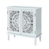 Herculaneum White 32 in. Tall 2-Door Accent Cabinet with Floral Design by JAYDEN CREATION