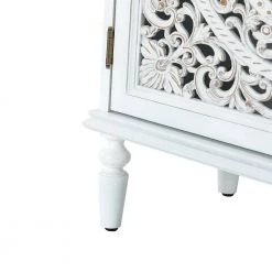 Herculaneum White 32 in. Tall 2-Door Accent Cabinet with Floral Design by JAYDEN CREATION -JAYDEN CREATION Sales white jayden creation accent cabinets hscls0494 white fa 1000