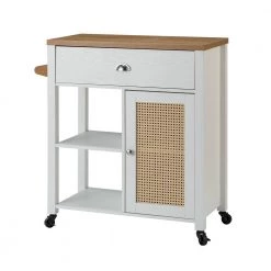 Cecropidae 35 in. Wide White Rolling Kitchen Cart with Doors by JAYDEN CREATION -JAYDEN CREATION Sales white jayden creation bar carts kcbsd0504 white 31 1000