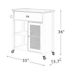 Cecropidae 35 in. Wide White Rolling Kitchen Cart with Doors by JAYDEN CREATION -JAYDEN CREATION Sales white jayden creation bar carts kcbsd0504 white 44 1000