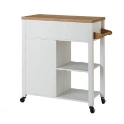 Cecropidae 35 in. Wide White Rolling Kitchen Cart with Doors by JAYDEN CREATION -JAYDEN CREATION Sales white jayden creation bar carts kcbsd0504 white c3 1000