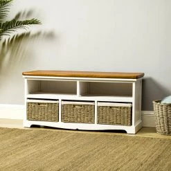Barasimla White 42 in. W x 15.3 in. D x 20.2 in. H Upholstered Cubby Storage Bench with Woven Baskets by JAYDEN CREATION -JAYDEN CREATION Sales white jayden creation bedroom benches becl0359 white 31 1000