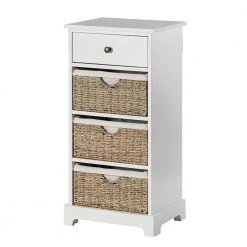 Rana 15.7 in. W x 13 in. D x 31.8 in. H 4- Drawer White Accent Chest with Bracket Legs by JAYDEN CREATION