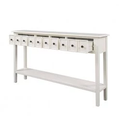 Stella 60 in. White Rectangle Wood Console Table with Shelves by JAYDEN CREATION -JAYDEN CREATION Sales white jayden creation console tables cefsh0316 white 4f 1000