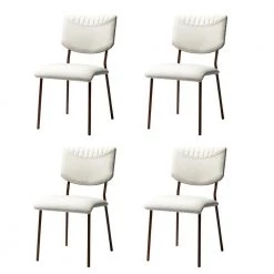 Sango White Upholstery Dining Chair with Transfer Print (Set of 4) by JAYDEN CREATION