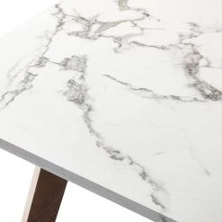 Ergani 5-Piece Dining Set with Square Marbling Table and White Chairs by JAYDEN CREATION -JAYDEN CREATION Sales white jayden creation dining room sets dt114 sq 109 s4 wh 4f 1000