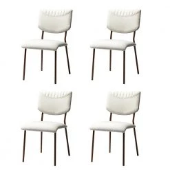 Ergani 5-Piece Dining Set with Square Marbling Table and White Chairs by JAYDEN CREATION -JAYDEN CREATION Sales white jayden creation dining room sets dt114 sq 109 s4 wh 66 1000