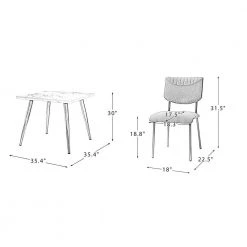 Ergani 5-Piece Dining Set with Square Marbling Table and White Chairs by JAYDEN CREATION -JAYDEN CREATION Sales white jayden creation dining room sets dt114 sq 109 s4 wh 76 1000