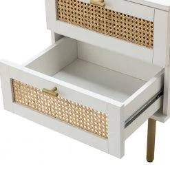 Datang White 23.5 in. Tall 2-Drawer Nightstand with 2-Drawers Set of 2 (NSBSD0549-S2) by JAYDEN CREATION -JAYDEN CREATION Sales white jayden creation nightstands nsbsd0549 white s2 4f 1000