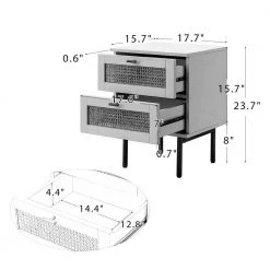 Datang White 23.5 in. Tall 2-Drawer Nightstand with 2-Drawers Set of 2 (NSBSD0549-S2) by JAYDEN CREATION -JAYDEN CREATION Sales white jayden creation nightstands nsbsd0549 white s2 76 1000