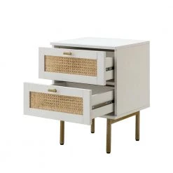 Datang White 23.5 in. Tall 2-Drawer Nightstand with 2-Drawers Set of 2 (NSBSD0549-S2) by JAYDEN CREATION -JAYDEN CREATION Sales white jayden creation nightstands nsbsd0549 white s2 c3 1000